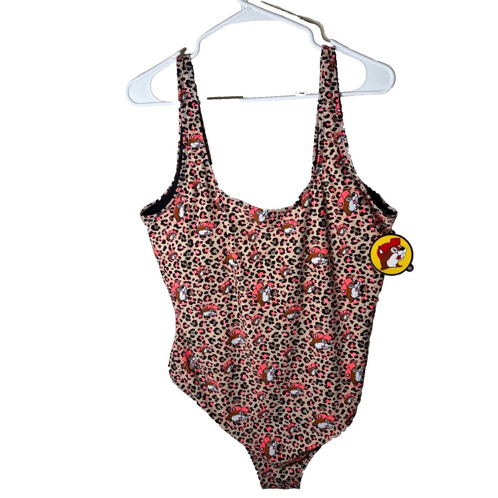 Buc-ee’s Women's 2x One Piece Swimsuit Cheetah Pink Low Back Printed NWT